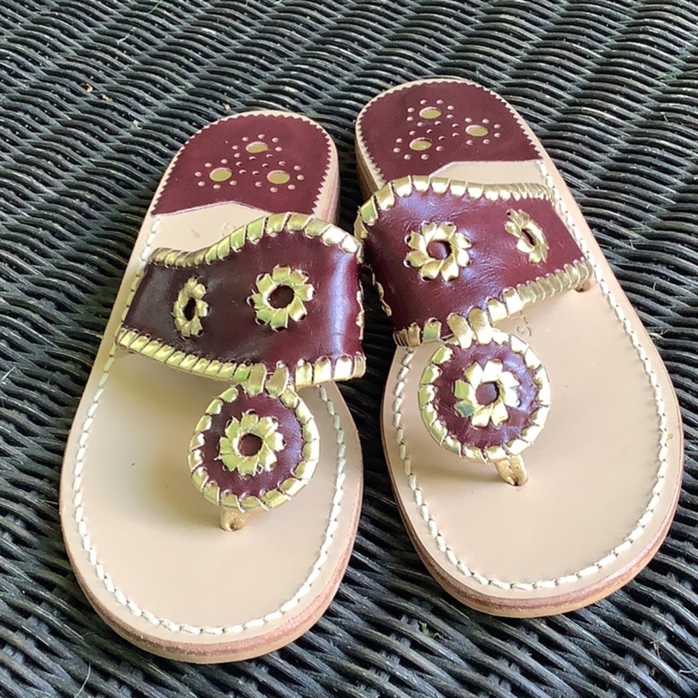 Jack Rogers leather sandals  Brown and gold. Wore them once size 7